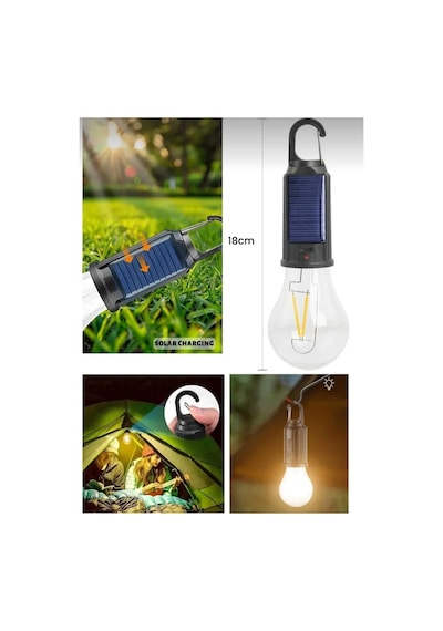 6 Adet Güneş Enerjili Usb Şarjlı 3 Modlu Led Asma Kancalı Taşınabilir Kamp Feneri Aydınlatma Lambası Çok Renkli