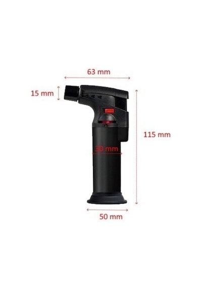 Orta Boy Doldurulabilir Depolu Pürmüz Alev Çakmak 1300 C - Torch Siyah