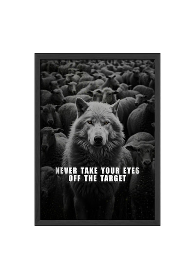Kurt Motivasyon Siyah Ahşap Çerçeveli Poster, Dekoratif Hediyelik Duvar Tablosu
