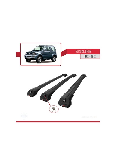 Suzuki Jimny 1998-2018 Arası İle Uyumlu Ace-1 Ara Atkı Tavan Barı Siyah 3 Adet Bar