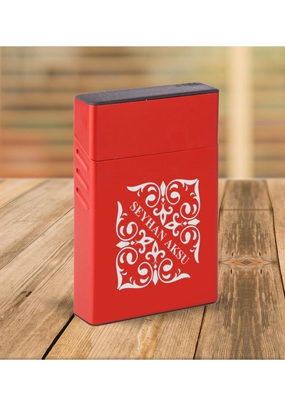 Bk Gift Kişiye Özel Kırmızı Slim Boy Metal Sigara Kutusu-10 Siyah