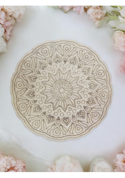 Mandala , 20 Cm 2'li Ahşap Hobi Boyama Setleri Model 6