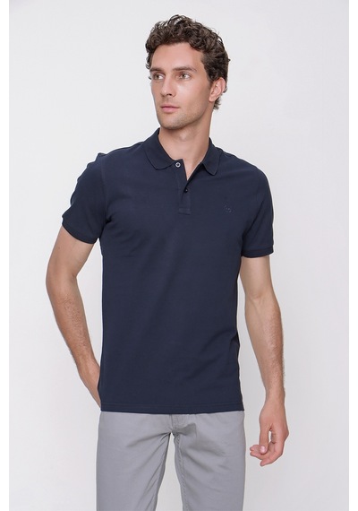 Lacivert Basic Düz %100 Pamuk Slim Fit Dar Kesim Kısa Kollu Polo Yaka Tişört 99yc018011200 Lacivert