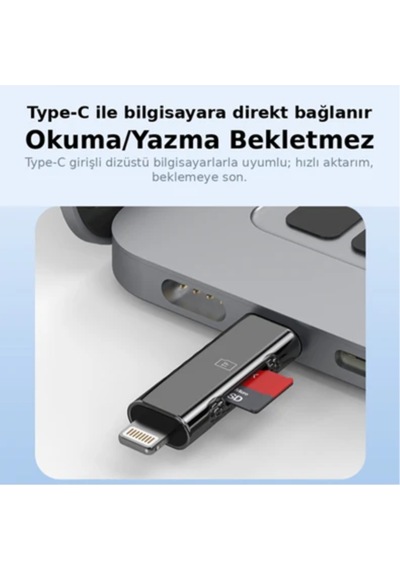 Microcase Çift Girişli Lightning Ve Type-c Kart Okuyucu-al5808