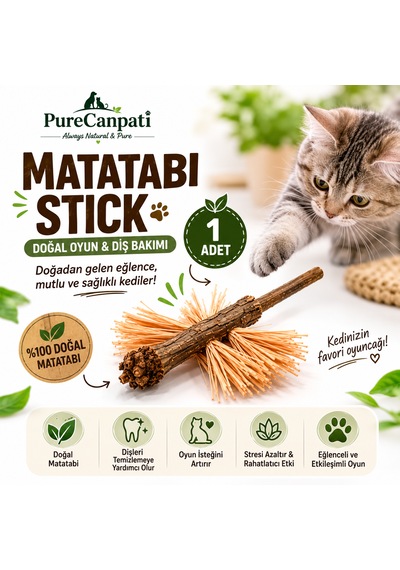 Matatabi Stick 1 Adet Rafya Lifli Doğal Kedi Oyuncağı Ve Çiğneme Çubuğu