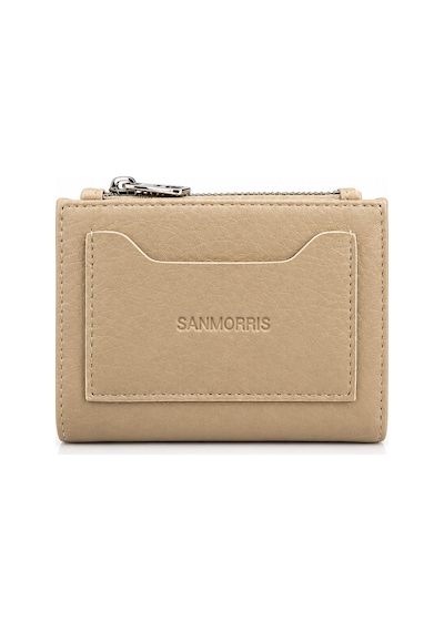 Sanmorris Unisex Fermuarlı Kartlık Çok Gözlü Kompakt Cüzdan S-2006 Kum Mat