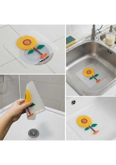Ayçiçeği Tasarımlı Gider Koku Önleyici Silikon Lavabo Gider Matı 4801 Diğer