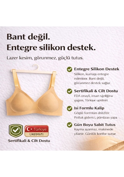 Lazer Kesim Dikişsiz Balensiz Hayalet Sütyen Ten