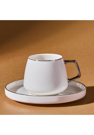 Streamline Saturn 6 Kişilik Kahve Fincan Takımı 100 Ml Platin Beyaz