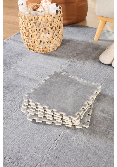 Puzzle Mat Gri 30x30 CM 4 Parça Bebek Çocuk Genç Odası Halısı Bebek Çocuk Genç Odası Halısı