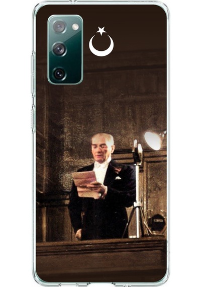 Samsung Galaxy S20 Fe Uyumlu Atatürk İlk Meclis Konuşması Baskılı Silikon Kılıf Renkli