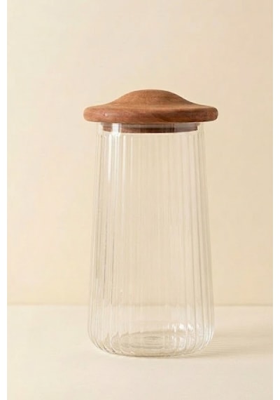 Akasya Mushroom Vakumlu Cam Kavanoz Baharatlık 1300 Ml Şeffaf