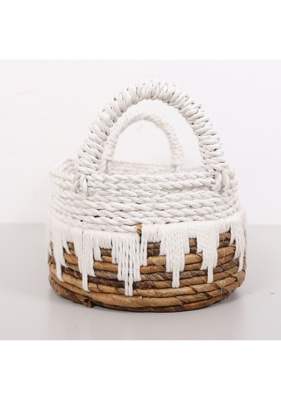 Bodrum 40x20x20 Cm. Doğal Abaka El Yapımı Oval Sepet Bej