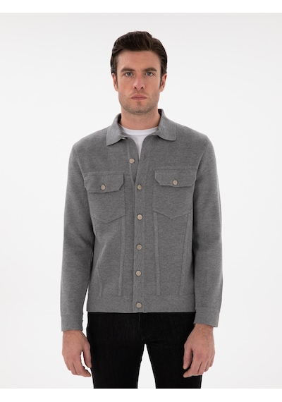 Cacharel Gri Regular Fit Triko Hırka