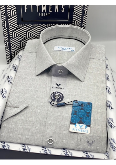 Klasik Kısa Kol Keten Cotton Nefes Alan Kumaş Hediye Kutulu Erkek Gömlek Fs-004570 - Koyu Gri-3290 Klasik Kısa Kol Keten Cotton Nefes Alan Kumaş Hediye Kutulu Erkek Gömlek Fs-004570 - Koyu Gri-3290