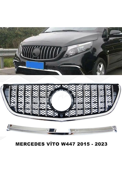Vito W447 Ön Panjur Izgaralı Piano Black & Krom Şeritli 2015 Sonrası