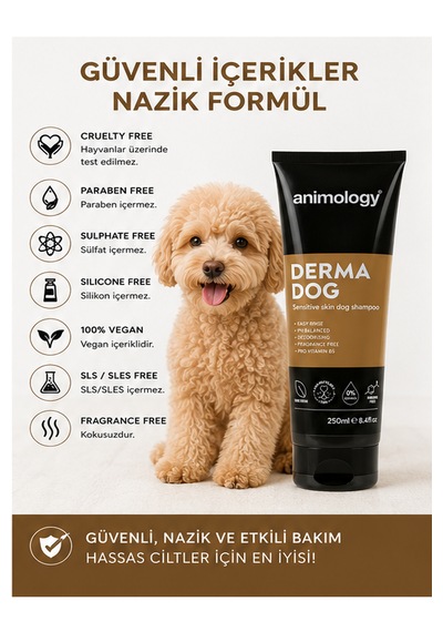 Animology Derma Dog Hassas Ciltlere Özel Parfümsüz Köpek Şampuanı Pro Vitamin B5 250 Ml