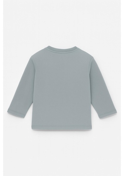 Luess Unisex Çocuk Happiness Nakışlı Cepli Fitilli Kaşkorse Tişört Açık Mavi
