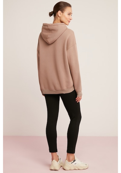 ETHIQUET CARLY Kadın Içi Polarlı Yumuşacık Kapüşonlu Kanguru Cepli Oversize Fit Pembe Sweatshirt