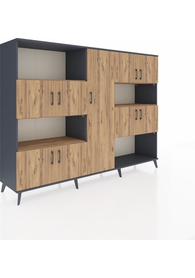 Hyperion Dolap 10 Raflı 9 Kapaklı 220x44x163 Antrasit-çam Antrasit-çam Hyperion Dolap 10 Raflı 9 Kapaklı 220x44x163 Antrasit-çam Antrasit-çam