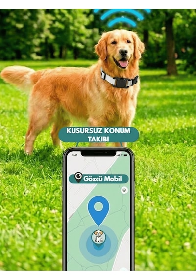 Gözcü Mobil Kedi Köpek Takip Cihazı Android Ios Uyumlu Pet Evcil Hayvan Tasması Sim Kartsız Akıllı Takip Cihazı, Siyah
