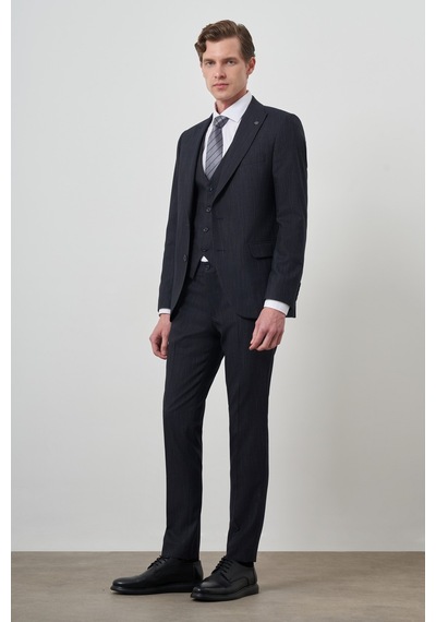 Morven Erkek Lacivert Trend Yelekli Slim Fit Sivri Yaka Takım Elbise 25mc001069200 Lacivert