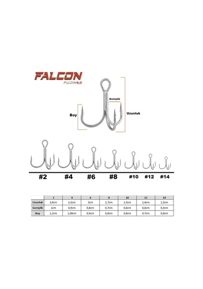 Fujin Falcon Süper Anti-rust Üçlü Kanca - 6 8