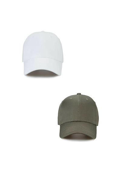 Ritagarcia Unisex Ayarlanabilir Spor Haki-beyaz Basic Kep Şapka 2'li Set Haki Yeşil