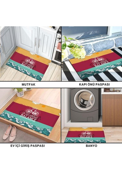 Dekoratif Kapı Önü Paspası - Kaymaz Taban 232 Çok Renkli