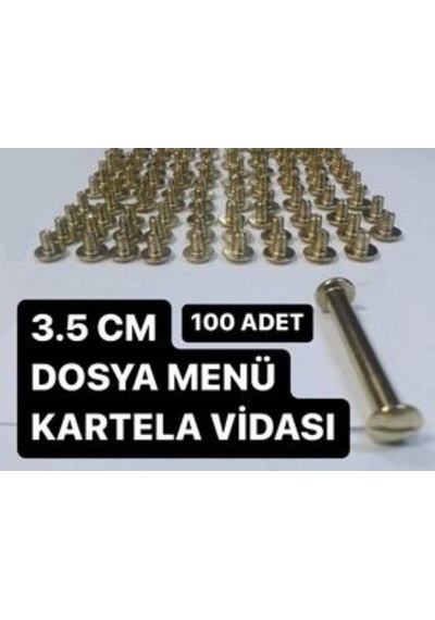 3.5 CM SARI 100 ADET DOSYA MENÜ KARTELA PLEKSİ VİDASI DIŞ 5 MMÇAP