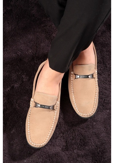 Halb Hakiki Deri Erkek Günlük Ayakkabı, Loafer Ayakkabı, Hafif Ayakkabı, Tokalı Loafer, Süet Loafer