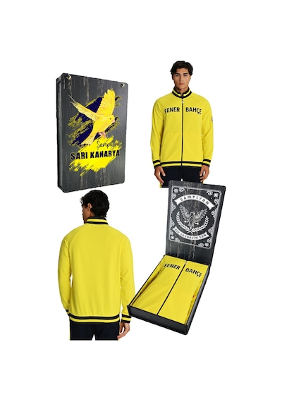 Fenerium Fenerbahçe Sarı Tribün Uv Baskılı Arma Detay Erkek Sweatshirt Lacivert Açık