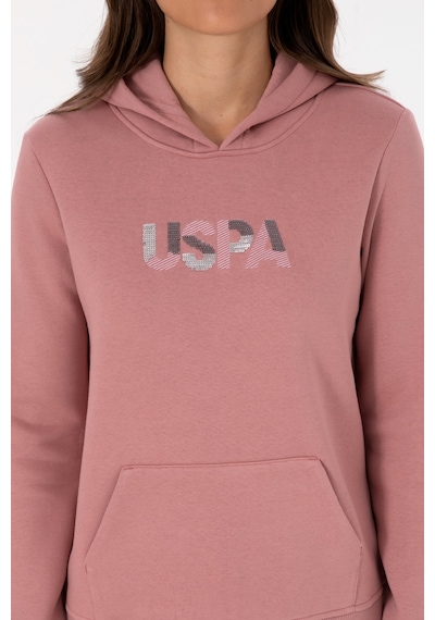 U.S. Polo Assn. Kadın Gül Kurusu Kapüşonlu Basic Sweatshirt 50307711-VR221