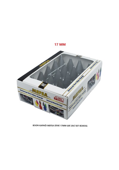 Bijon Kapağı Sivri 17 Mm Gri 20 Li Set
