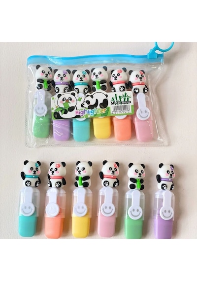 Panda Figürlü Renkli Keçeli Kalem Seti Çocuklar İçin Eğlenceli Ve Güvenli Boyama Kalemleri Çok Renkli