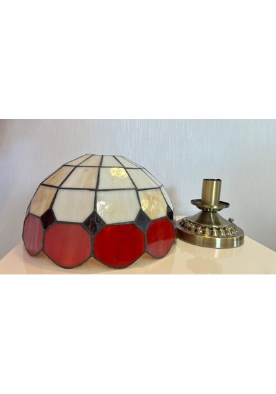 Yüceeller Tavan Vitray Eskitme Avize 30cm 12" Kırmızı