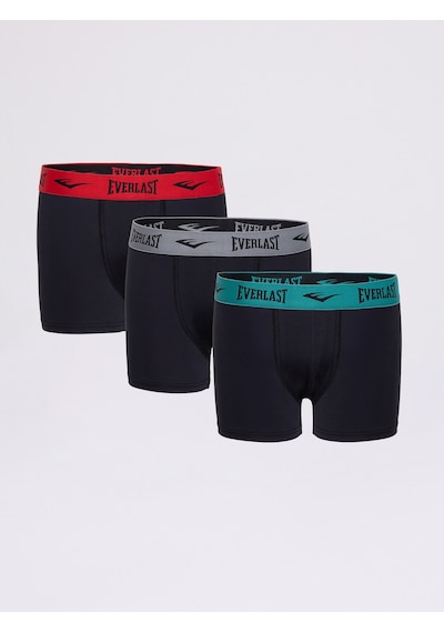 Everlast Renkli Lastik 3'lü Boxer Siyah