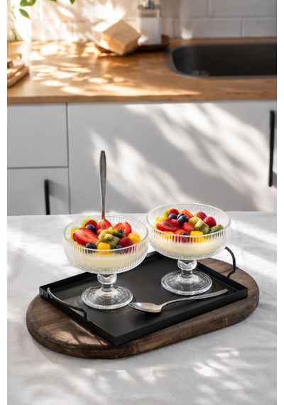 Porsima Rygk0077 Miral 3lü Ayaklı Cam Kase Puding Tatlı Ve Dondurma Kasesi Lokumluk Şekerlik Kase Seti Çerez Kasesi 350ml