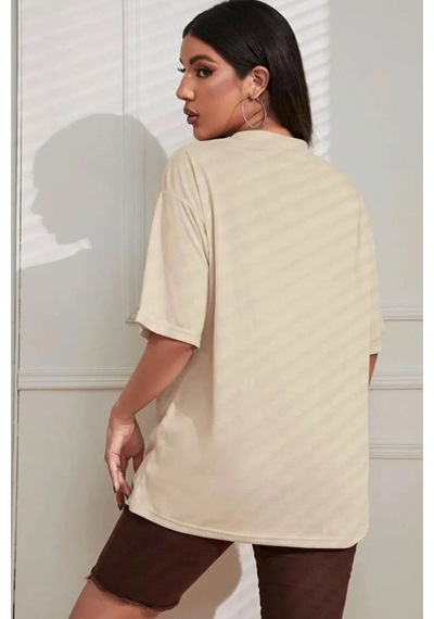Unisex Tasmania Baskılı Tasarım Tshirt Bej