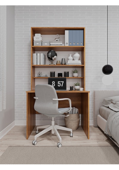 Asra Trend Raflı Çalışma Masası ÇM-03 %100 MDF Kitaplıklı Ofis Ders Masası Petra