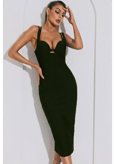 Store V Yaka Elbise Midi Askılı Mor - 935898199 Mor