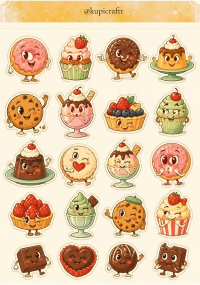 Sevimli Yemekler Sticker Seti-eğlenceli Kawaii Tasarım Etiketler 0