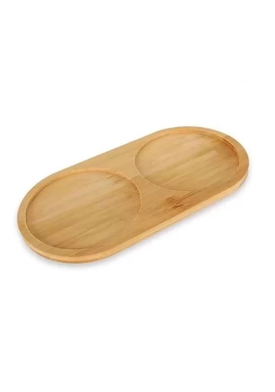 Rotanev Bambu Doğal 2 Bölmeli Yağdanlık Altlığı 23x12 Cm