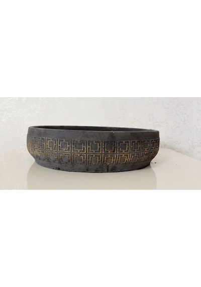 Beton Aranjman Ve Bonsai Saksısı Ağız Çap 25-30 Cm Çap Antrasit Gold