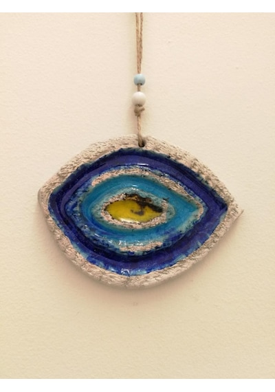 Seramik Mini Göz Nazarlık Dekoratif Duvar Süsü 11X14 Cm