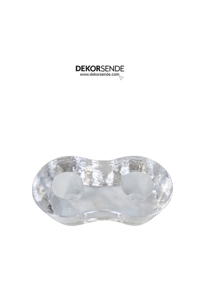 Mumluk İkili Şeffaf Kristal Tasarım 15x6 Cm Şeffaf