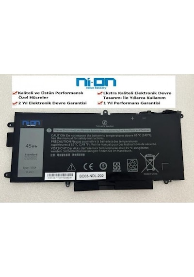 Nion Dell K5xww 0k5xww Uyumlu Notebook Batarya - Pil
