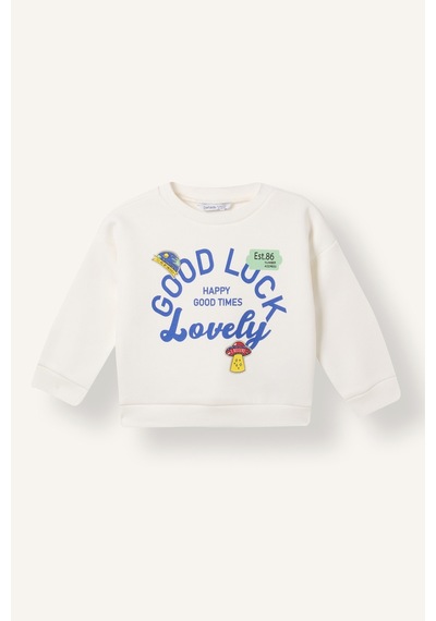 Defacto Oversize Bisiklet Yaka Baskılı Sweatshirt Erkek Bebek I4137a526wner118 Ekru-er118