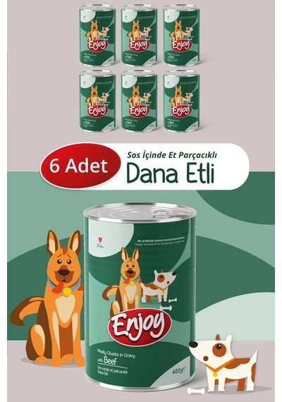 Enjoy Dana Etli Köpek Konservesi Sos İçinde Et Parçacıklı 400 Gr X6