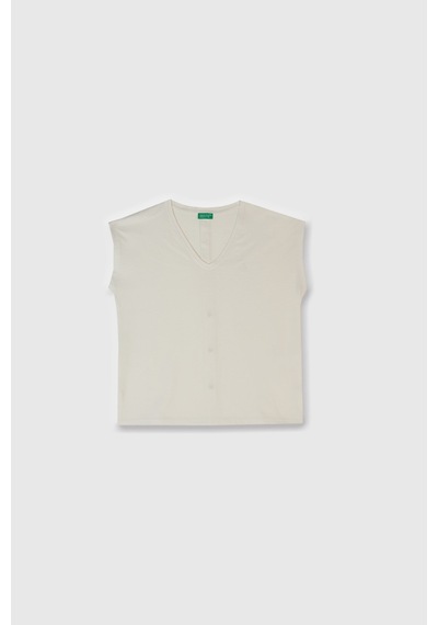 Benetton Kadın Tshirt Krem